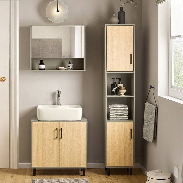 Sobuy SoBuy Bad Hochschrank Badschrank Badregal Badezimmermöbel Naturgrau BZR131-NG Kostenloser Versand international