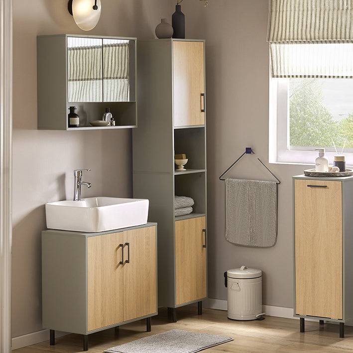 Sobuy SoBuy Bad Hochschrank Badschrank Badregal Badezimmermöbel Naturgrau BZR131-NG Kostenloser Versand international