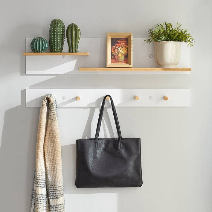 Sobuy SoBuy 2-teilige Wandgarderobe Hängeregal Flurgarderobe Weiß FHK21-WN Verkauf