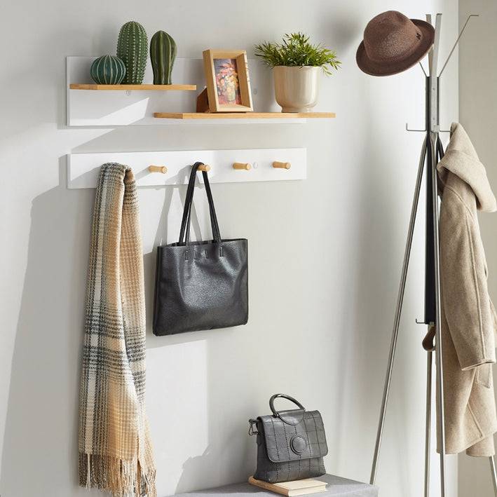 Sobuy SoBuy 2-teilige Wandgarderobe Hängeregal Flurgarderobe Weiß FHK21-WN Verkauf