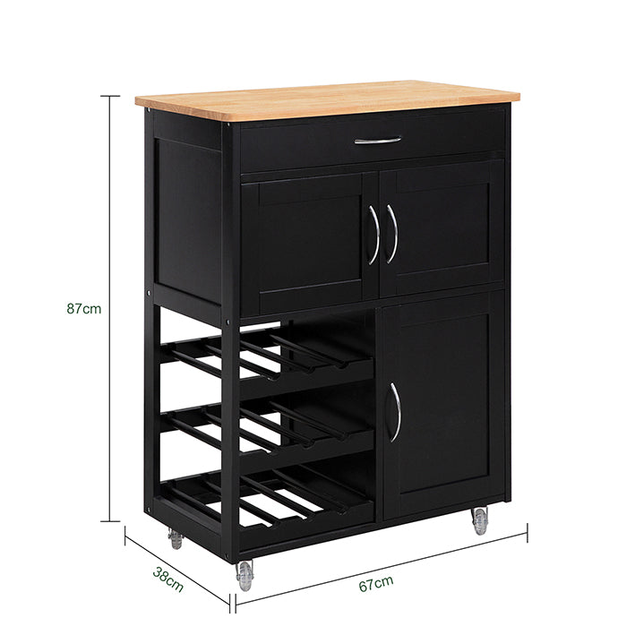 Sobuy SoBuy Servierwagen Küchenschrank Küchenwagen Schwarz FKW45-SCH Black Friday