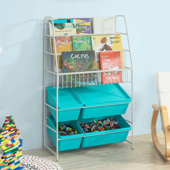 Sobuy SoBuy Kinderbücherregal Spielzeugaufbewahrungregal Weiß/Blau KMB07-B Kostenlose Rückgabe