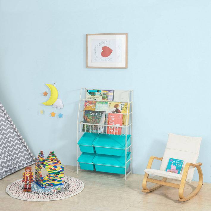 Sobuy SoBuy Kinderbücherregal Spielzeugaufbewahrungregal Weiß/Blau KMB07-B Kostenlose Rückgabe