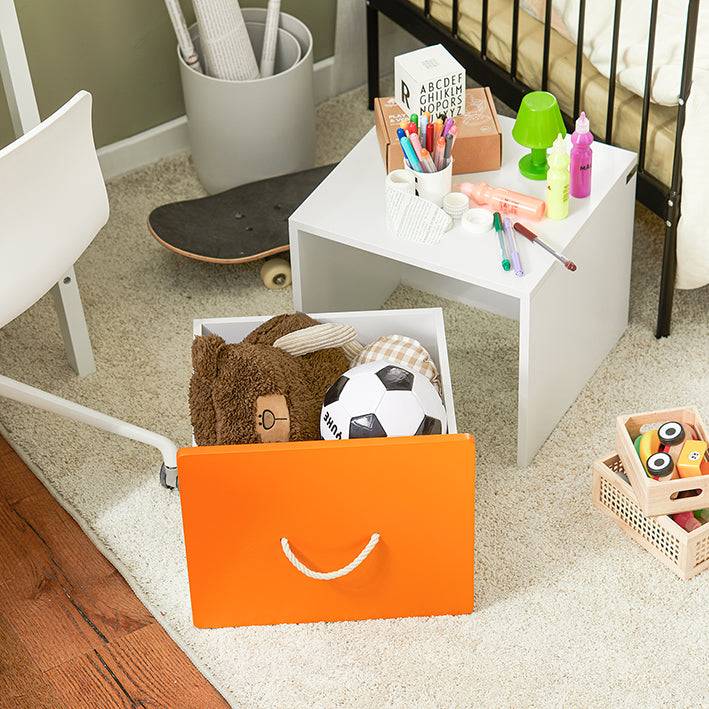 Sobuy SoBuy Spielzeugtruhe Spielzeugkiste mit Deckel Aufbewahrungsbox für Kinder Orange Weiß KMB74-W Letzte 2 Tage