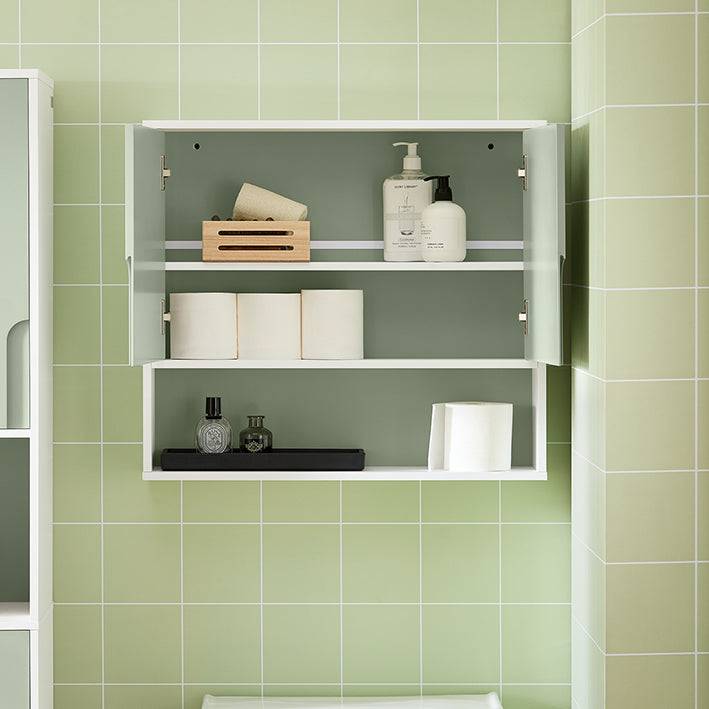 Sobuy SoBuy Hängeschrank mit Türen Wandschrank Badschrank Medizinschrank Weiß-Grün BZR140-GR 50% Rabatt mit kostenlosem Versand