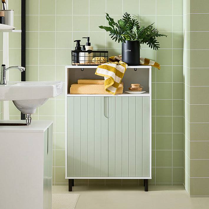 Sobuy SoBuy Badkommode mit 2 Türen Badschrank Sideboard Flurschrank Weiß-Grün BZR138-GR Clearance-Verkauf