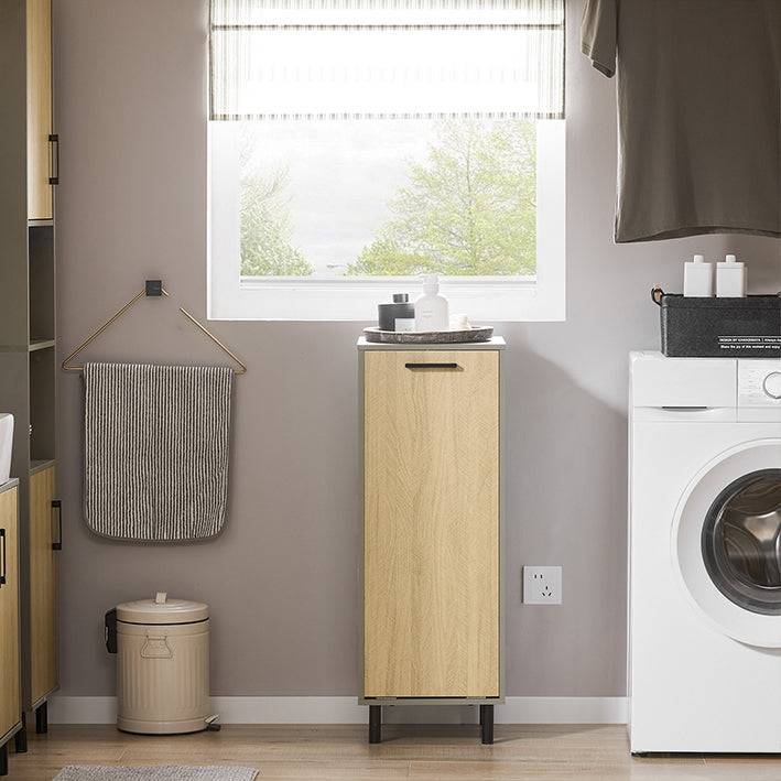 Sobuy SoBuy Wäscheschrank mit ausklappbarem Wäschesack Wäschesammler Badschrank Naturgrau BZR132-NG Fabrikladen