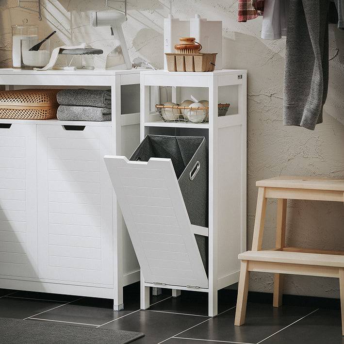 Sobuy SoBuy Wäscheschrank mit ausklappbarem Wäschesack Wäschesammler Badschrank Weiß BZR122-W Begrenzt auf 3 Tage