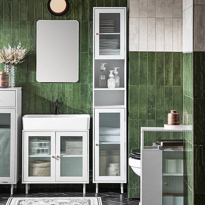 Sobuy SoBuy Bad Hochschrank Badschrank mit Glastür Badregal Weiß BZR118-W Speichern exportieren