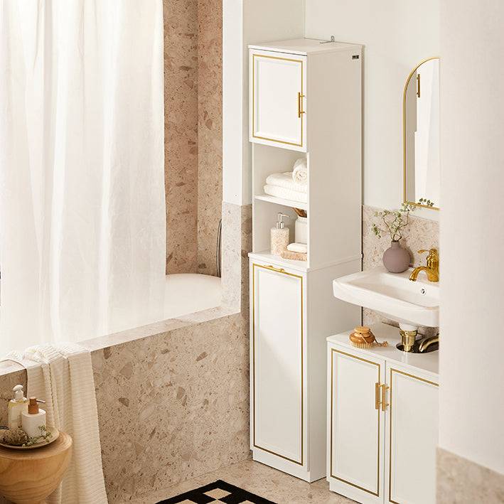 Sobuy SoBuy Hochschrank mit ausklappbarem Wäschesack schmal Wäscheschrank Badregal Weiß BZR87-W Auslauf