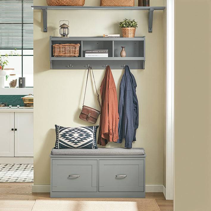 Sobuy SoBuy Wandgarderobe Hängeregal Flurgarderobe Hellgrau FHK28-HG Fabrikverkauf
