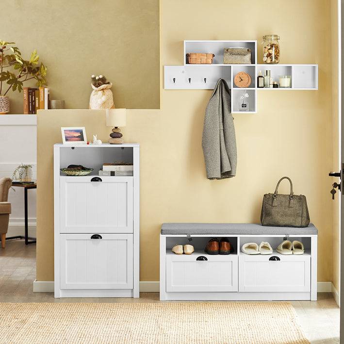 Sobuy SoBuy Schuhkipper Schuhschrank mit 2 Klappen Schuhkommode Weiß FSR87-K-W Exklusivangebot