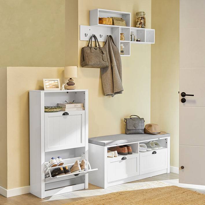 Sobuy SoBuy Schuhkipper Schuhschrank mit 2 Klappen Schuhkommode Weiß FSR87-K-W Exklusivangebot