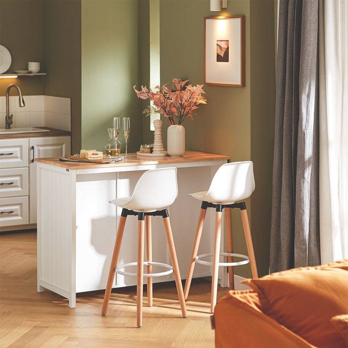 Sobuy SoBuy Kücheninsel mit 2 Rattankörben Küchenschrank Sideboard Kommode Buffet KNL05-W Super Sparpreis