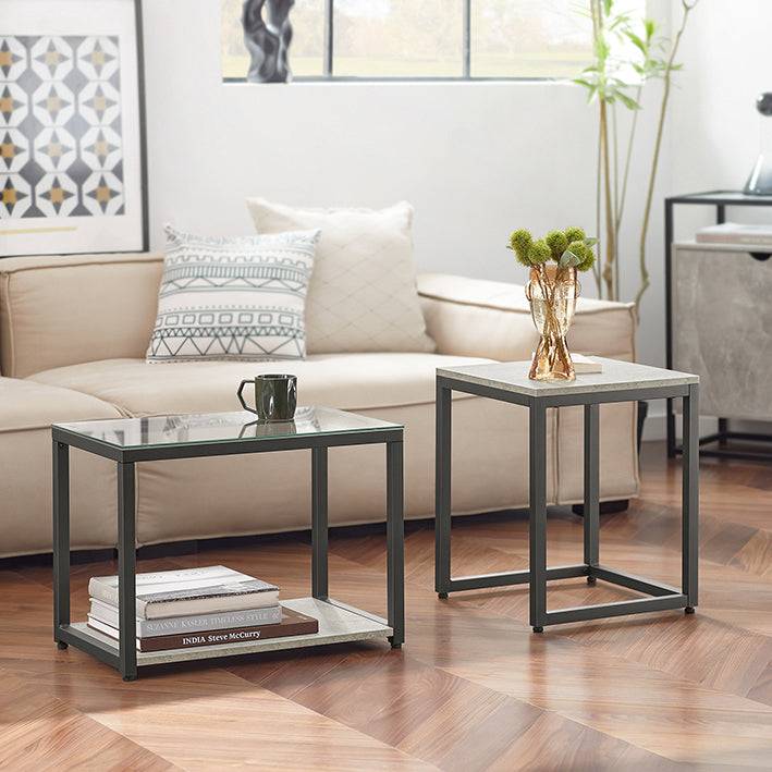 Sobuy SoBuy 2-tlg. Satztisch Set Couchtisch mit Glas Beistelltisch Set FBT35-HG Wochenangebot