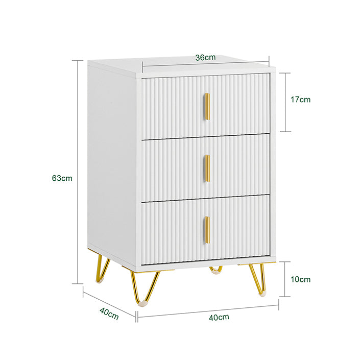 Sobuy SoBuy Nachttisch mit 3 Schubladen Sofatisch Beistelltisch Weiß FBT115-L-W Letzte 3 Tage