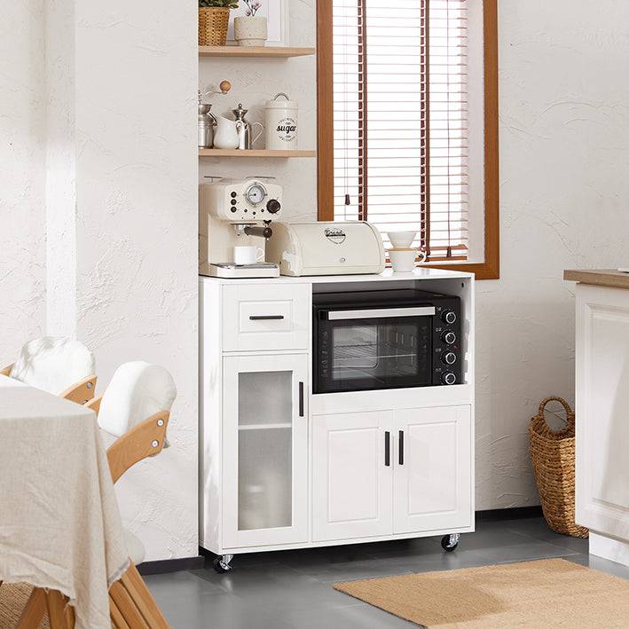Sobuy SoBuy Küchenwagen Sideboard auf Rollen Küchenschrank| Rollwagen Weiß FSB78-W Sonderangebot der Fabrik