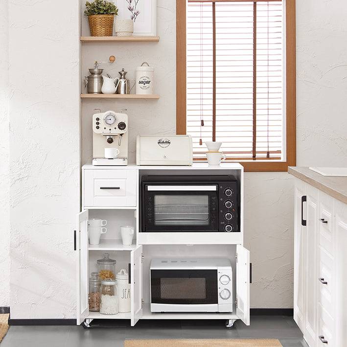 Sobuy SoBuy Küchenwagen Sideboard auf Rollen Küchenschrank| Rollwagen Weiß FSB78-W Sonderangebot der Fabrik
