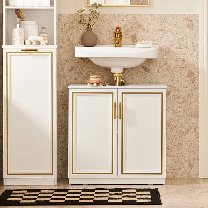 Sobuy SoBuy Waschbeckenunterschrank Badschrank Waschtisch Weiß+Gold BZR86-W Riesige Rabatte