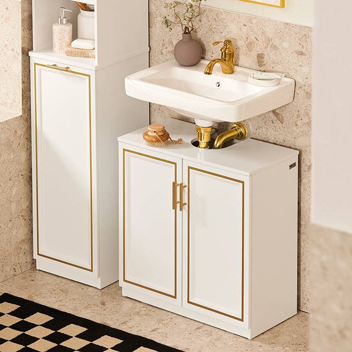 Sobuy SoBuy Waschbeckenunterschrank Badschrank Waschtisch Weiß+Gold BZR86-W Riesige Rabatte