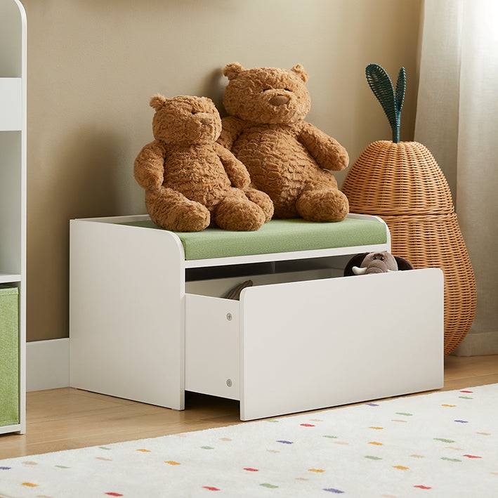 Sobuy SoBuy Spielzeugtruhe Sitzbank mit Sitzkissen Aufbewahrungsbox für Kinder Grün Weiß KMB80-W Sonderangebot