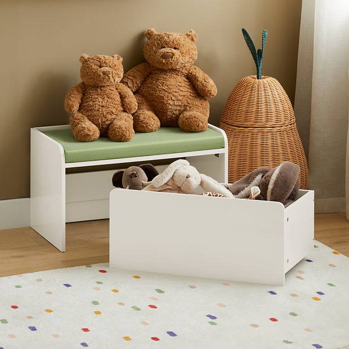 Sobuy SoBuy Spielzeugtruhe Sitzbank mit Sitzkissen Aufbewahrungsbox für Kinder Grün Weiß KMB80-W Sonderangebot