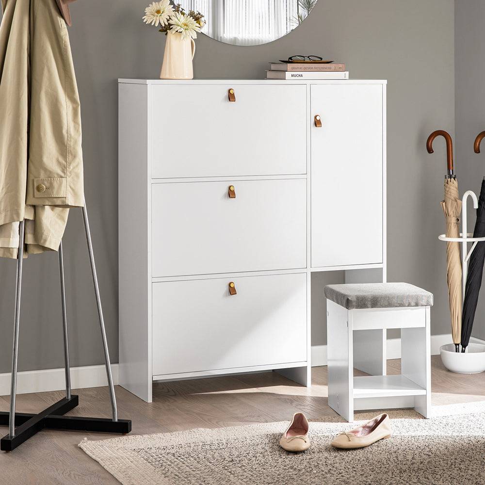 Sobuy SoBuy Schuhkipper Schuhschrank mit 3 Klappen Schuhkommode Weiß FSR107-W Günstig kaufen