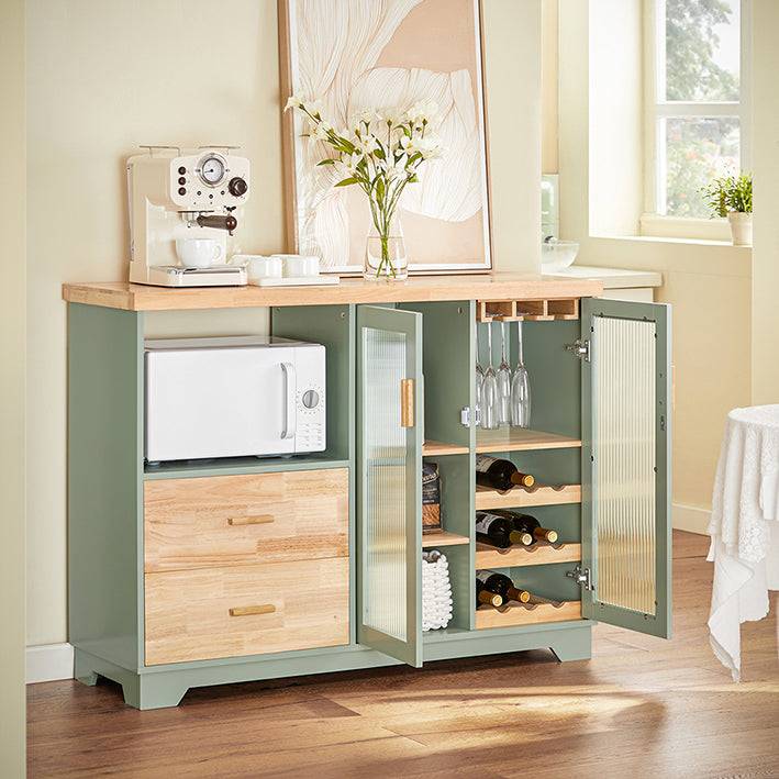 Sobuy SoBuy Sideboard mit 2 Glastüren Küchenschrank Kommode Flurschrank Grün FSB81-GR Begrenztes Angebot