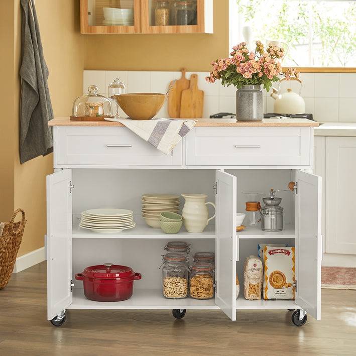 Sobuy SoBuy Küchenschrank Weiß Küchenwagen Kücheninsel Servierwagen Holz FKW116-WN Valentinstagsangebot