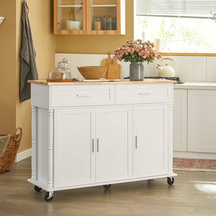 Sobuy SoBuy Küchenschrank Weiß Küchenwagen Kücheninsel Servierwagen Holz FKW116-WN Valentinstagsangebot