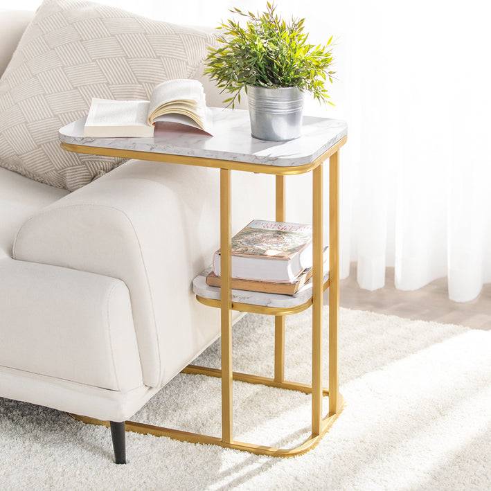 Sobuy SoBuy Beistelltisch Pflegetisch mit goldenem Metallgestell Couchtisch Sofa FBT110-G Kauf eins, bekomm eins gratis