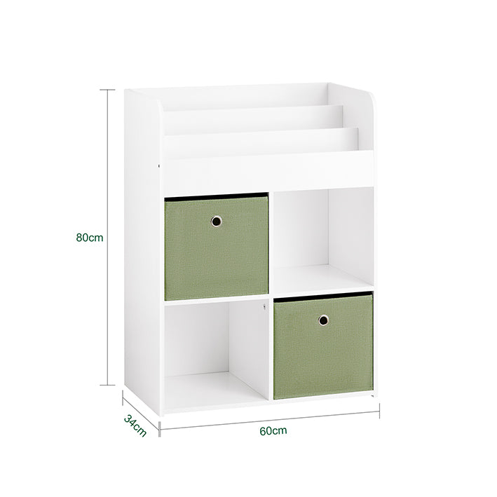 Sobuy SoBuy Kinderbücherregal mit 2 Stoffboxen Spielzeugregal Aufbewahrungsregal für Kinder KMB79-W Letzte 2 Tage