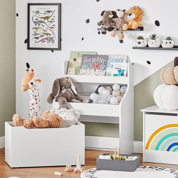 Sobuy SoBuy Kinderregal mit 2 Stoffboxen Bücherregal Spielzeugtruhe mit Rollen KMB71-W Letzter Tag