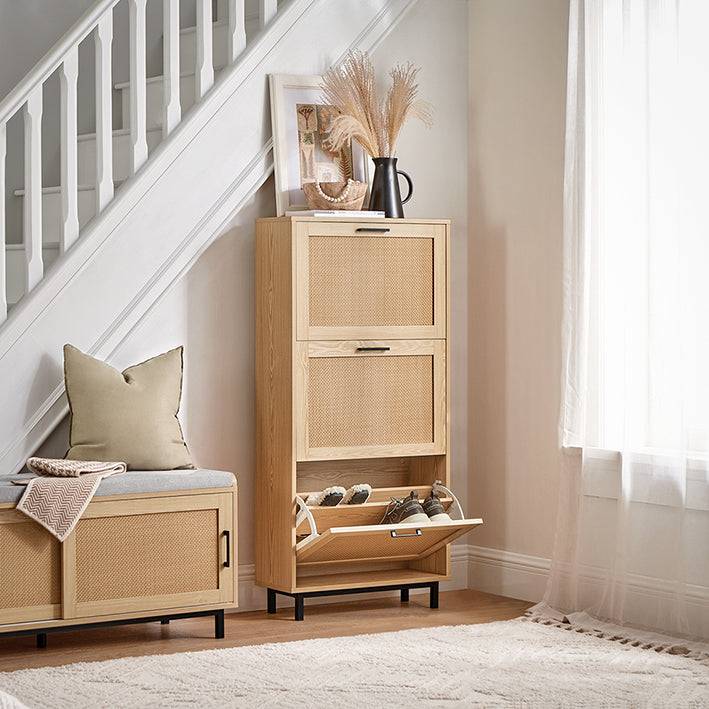 Sobuy SoBuy Schuhkipper mit 3 Klappen Schuhschrank Schuhkommode Natur FSR155-N Nur noch ein Tag übrig