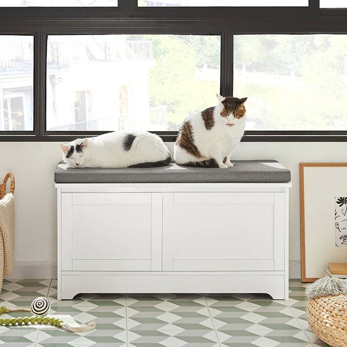 Sobuy SoBuy Katzenhaus mit Katzennäpfe Tierhaus Schuhbank mit Katzenhaus Weiß FSR136-W Riesige Rabatte