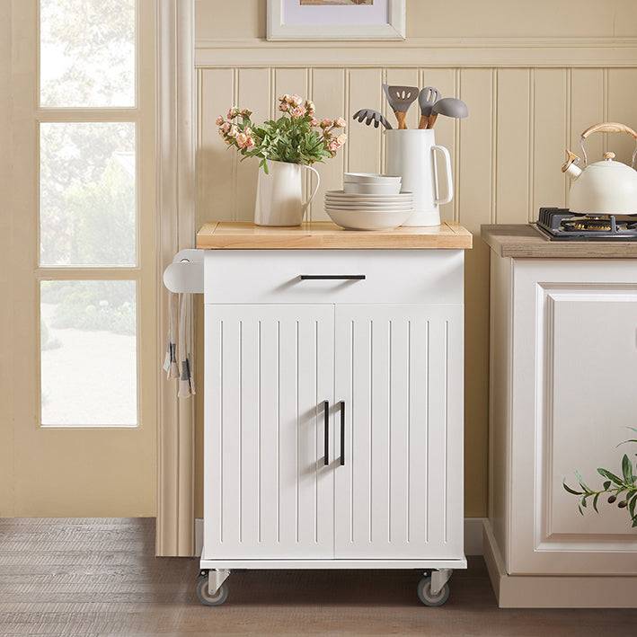 Sobuy SoBuy Küchenwagen Rollwagen Küchenschrank Servierwagen Weiß-Natur FKW119-WN im Angebot