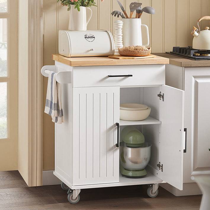 Sobuy SoBuy Küchenwagen Rollwagen Küchenschrank Servierwagen Weiß-Natur FKW119-WN im Angebot