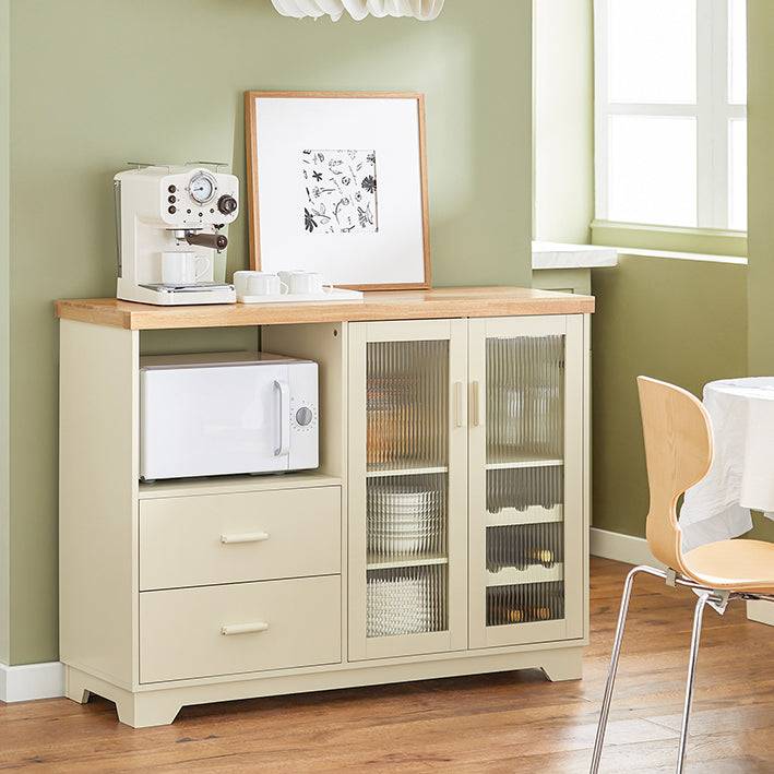 Sobuy SoBuy Sideboard mit 2 Glastüren Küchenschrank Kommode Flurschrank Beige FSB81-MI Schlussverkauf